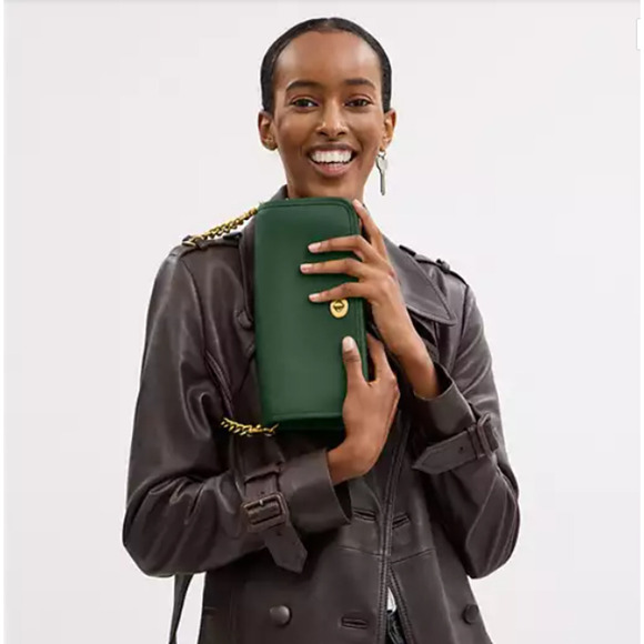 Coach Dinky Shoulder Bag Leather/Hunter Green 2 Strap CW641 NWT + Free Gift Box - Picture 8 of 12